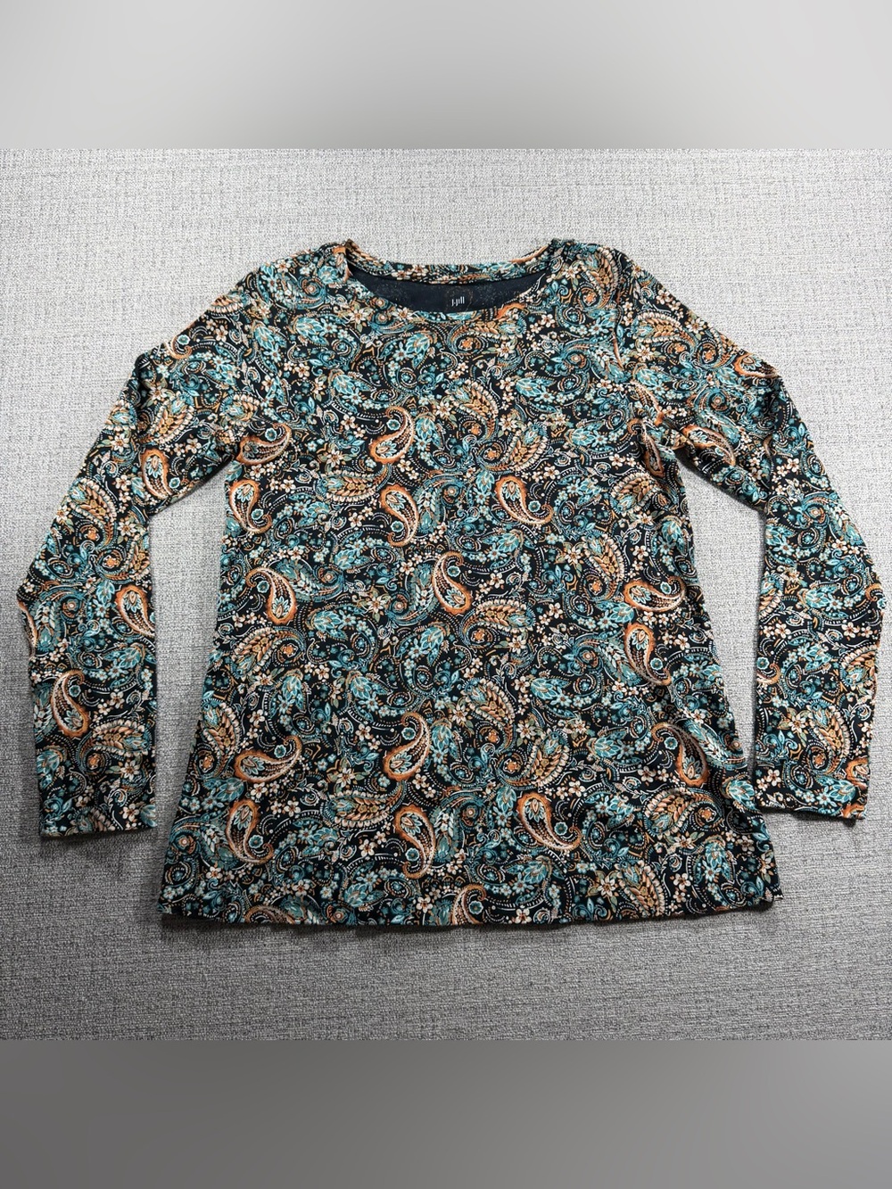 J. Jill Floral Paisley Cotton Top Women's Size Small Long Sleeve Easy Care